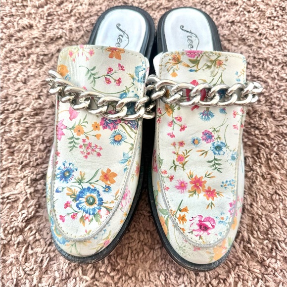 Free People Vida Floral Mule Flat Chain Slip On Size 38.5 8 - Picture 2 of 9